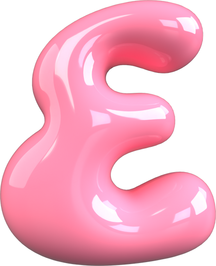 Pink 3D Bubble Gum Uppercase Letter E