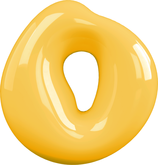 Yellow 3D Bubble Gum Uppercase Letter O