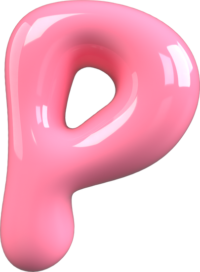 Pink 3D Bubble Gum Uppercase Letter P